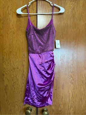 Windsor Purple Rhinestone-Embellished Slip Dress